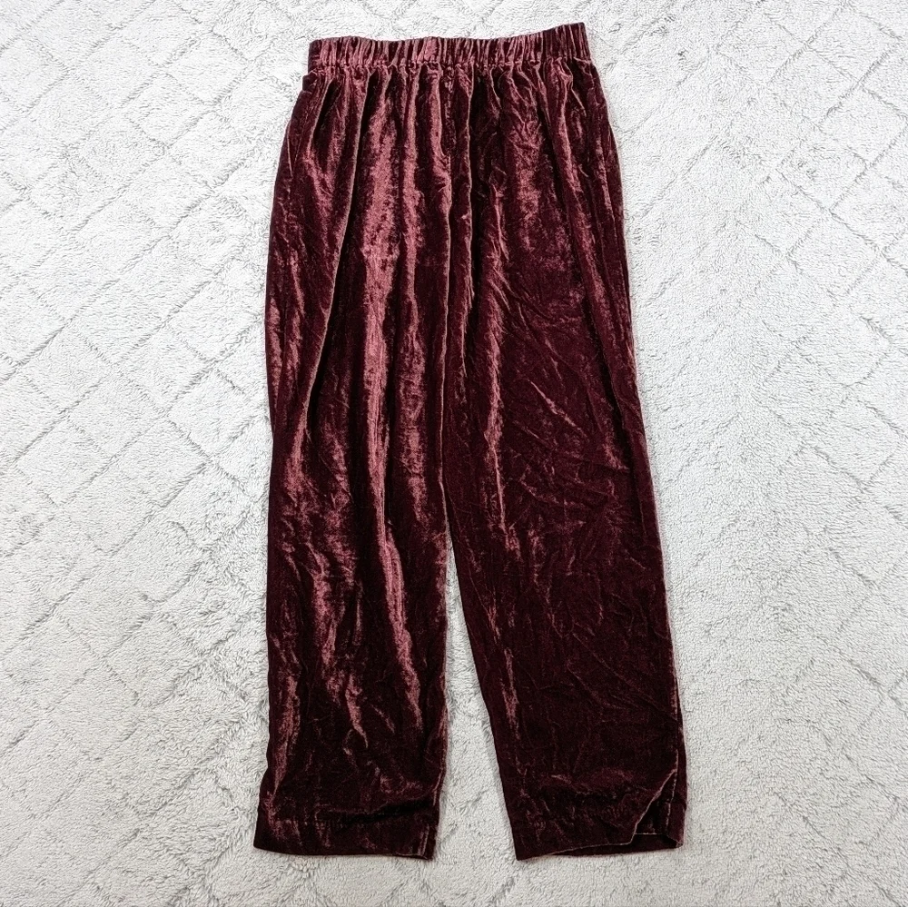 Madewell Pants Women's S Red Velvet Tapered Pleat Pull-On Relaxed High-Rise